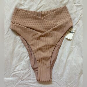 ✨NWT Aerie High-Waisted Ribbed Crossover Cheeky Swim Bottoms✨